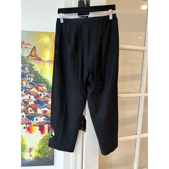 A.K.C. Vintage Black Linen/Blend Cropped Ankle Pants, Size Small - Picture 7 of 7
